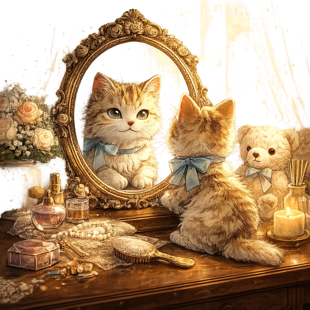 猫咪 ISFJ 镜子里同类结果插画