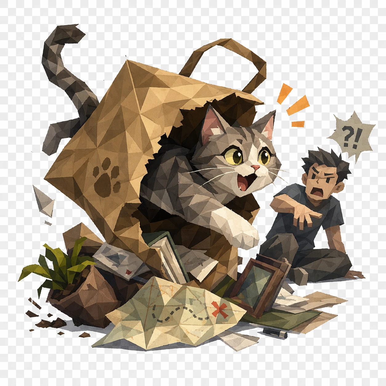猫咪 ENFP 纸袋探险家结果插画