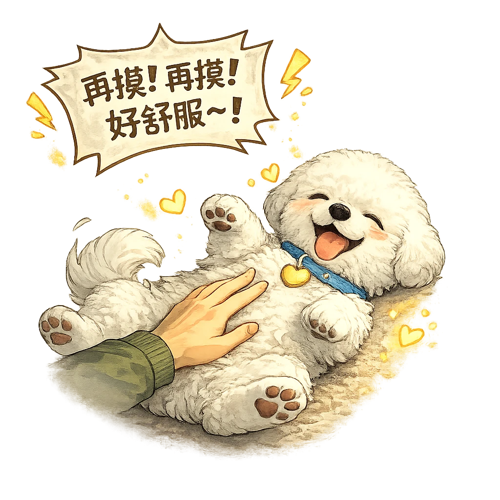 狗狗 ENFP 摸肚皮成瘾者结果插画
