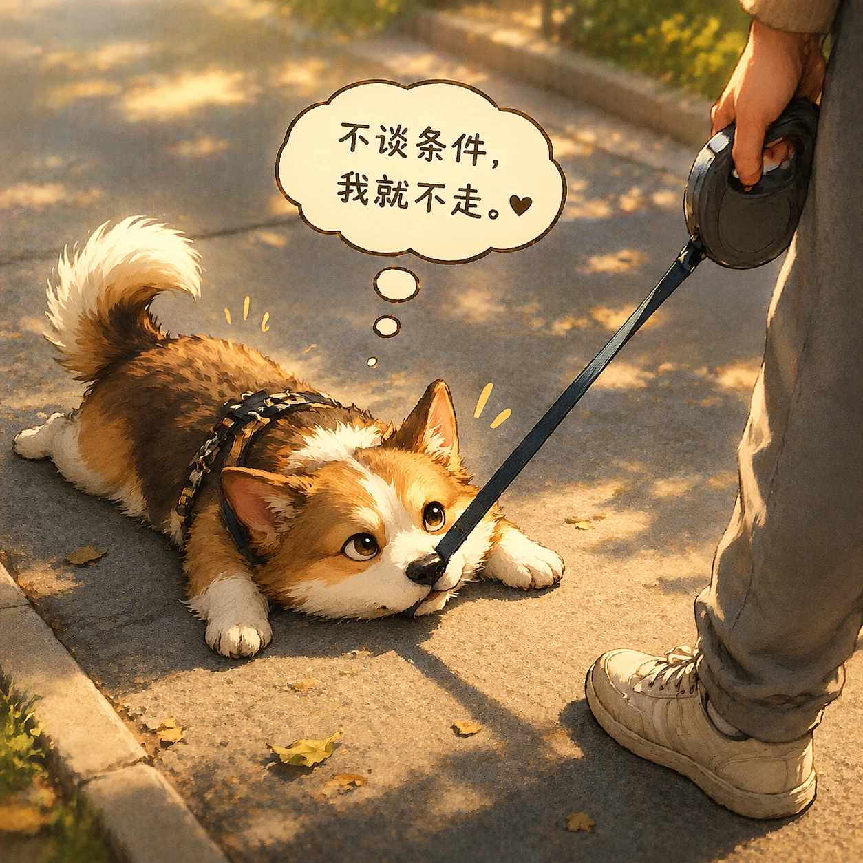 狗狗 ENTP 遛弯谈判大师结果插画